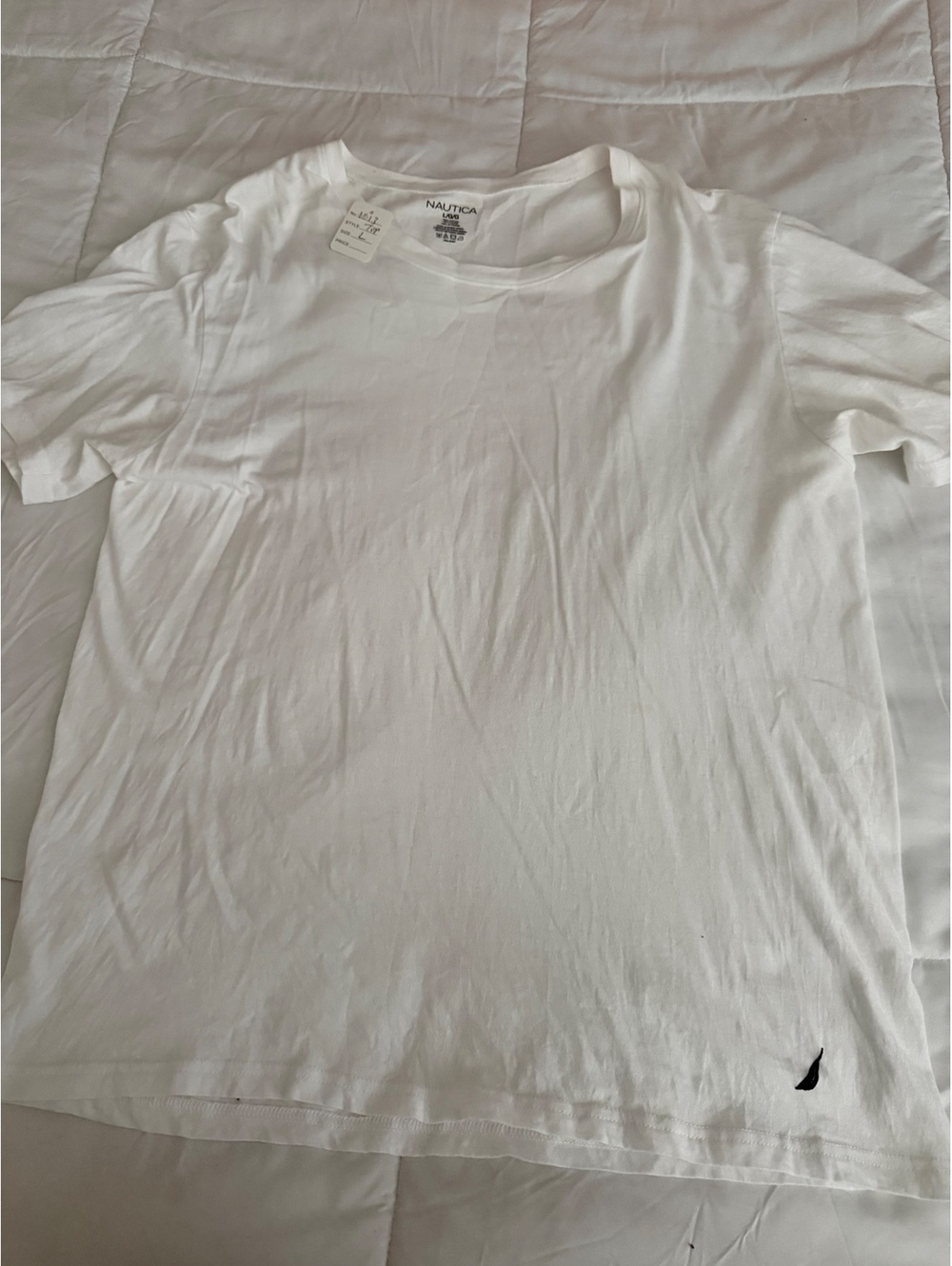 Nautica Women's White Cotton Crew Neck T-Shirt Large